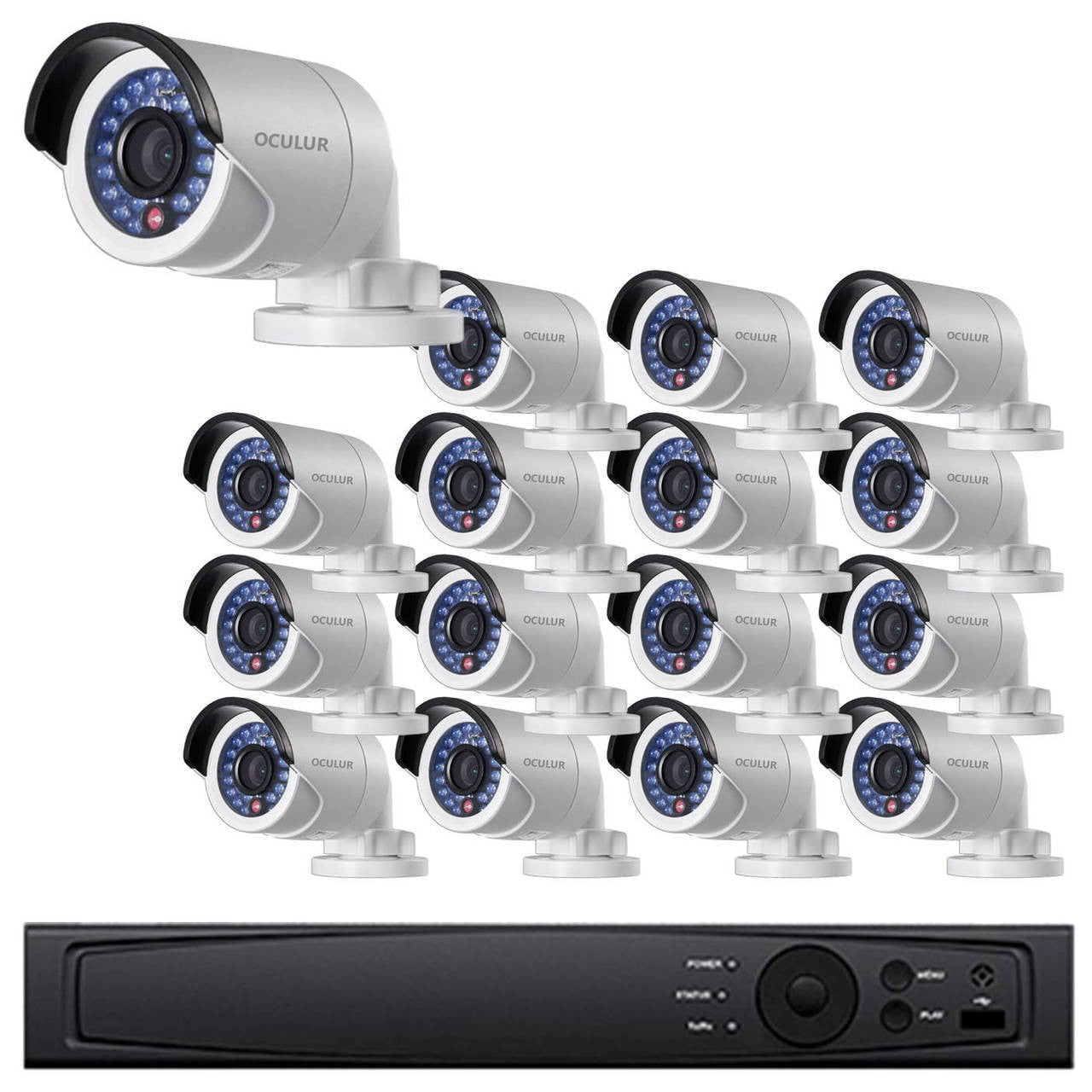 Bullet IP Security Camera System, 16 Camera, Outdoor, Full HD 1080p, 4TB of Storage, Night Vision, LTN8716-B2F