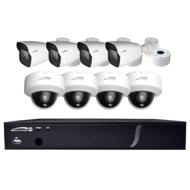 Speco ZIPT8BD2 8 Camera HD CCTV Security System, 8CH HD-TVI DVR, 2TB, 4 IR Bullet, 4 Outdoor IR Dome, 2.8mm lens